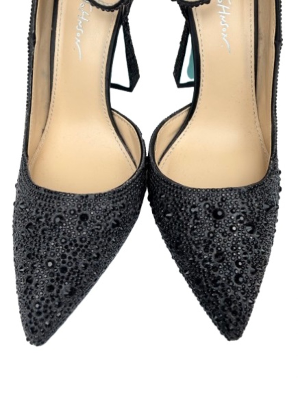 Betsey Johnson Ramsy Black Rhinestone Ankle Strap Pumps Heels 7.5M 4” Heel - Picture 5 of 13
